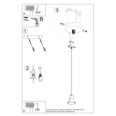 Sollux Lighting Lampa wisząca TALEJA 3 biała [E27] SL.0984