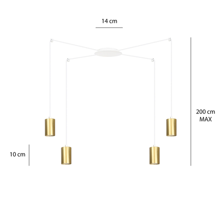 Lampa wisząca TRAKER 4 WH/GOLD Emibig 527/4 biały/złoty