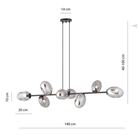 Lampa wisząca PANDORA 8 Emibig 1263/8 czarny