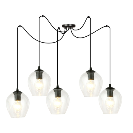 Lampa wisząca LEVEL 5 BL TRANSPARENT Emibig 756/5 czarny