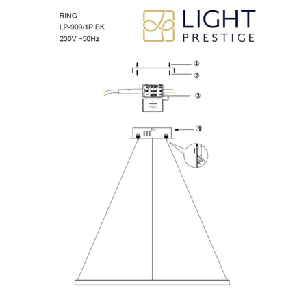 Lampa wisząca Ring duży CCT 1xLED czarny LP-909/1P L BK CCT