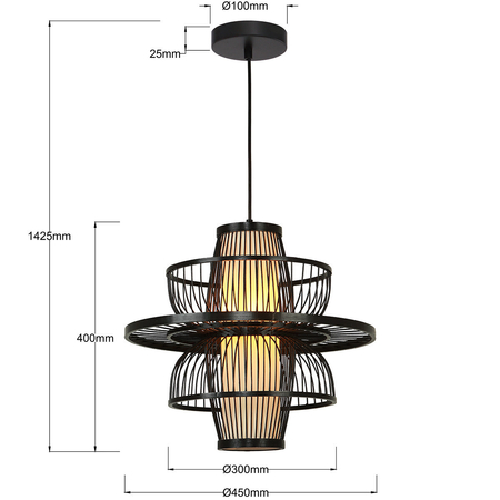 Light Prestige Rattanowa lampa wisząca Astra czarna 1xE27 LP-3110/1P BK