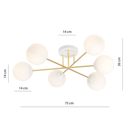 Lampa sufitowa MAGNUM 6 Emibig 1234/6 biały/złoty