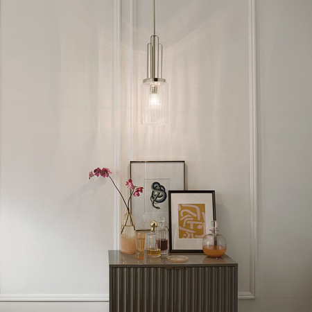 Mała lampa wisząca Kimrose - 1 źródło światła - Polerowany nikiel Quintiesse QN-KIMROSE-MP-PN