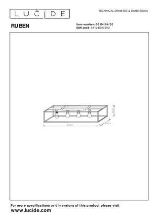 Lampa sufitowa Lucide RUBEN 00124/04/30 czarny