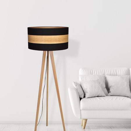 Milagro Lampa stojąca TERRA 1xE27 MLP6293 Czerń / Naturalne drewno