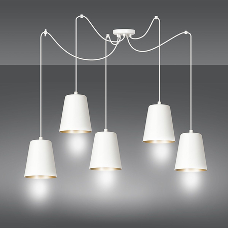 Lampa wisząca LINK 5 WHITE / GOLD Emibig 456/5 biały/złoty