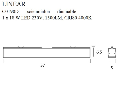 Plafon Maxlight LINEAR57 C0190D czarny/chrom