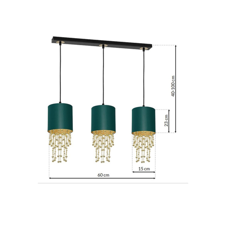 Milagro Lampa wisząca ALMERIA GREEN/GOLD 3xE27 MLP64500 ZIELONY / ZŁOTY