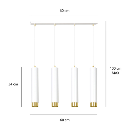 Lampa wisząca KIBO 4 WH/GOLD Emibig 642/4 biały/złoty