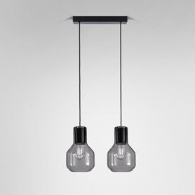 Lampa wisząca AQform Modern Glass Barrel E27 X 2 Dymiony Czarny Struktura