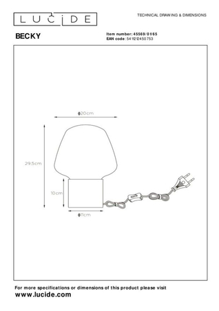 Lampa stołowa Lucide BECKY 45569/01/65 szary