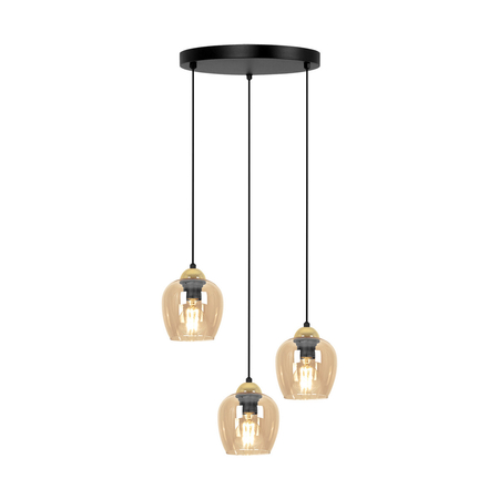 Lampa wisząca Kaja TULA K-5606 czarny, złoty, bursztyn