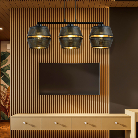 Lampa wisząca MALIA 3 Emibig 1185/3 czarny/złoty