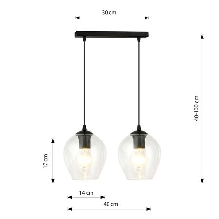 Lampa wisząca ISTAR 2 BL TRANSPARENT Emibig 679/2 czarny
