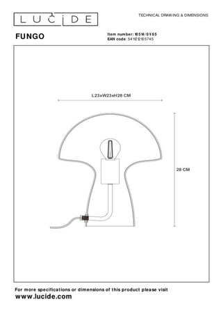 Lampa stołowa Lucide FUNGO 10514/01/65 