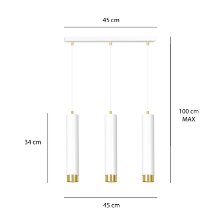 Lampa wisząca KIBO 3 WH/GOLD Emibig 642/3 biały/złoty