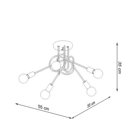 Sollux Lighting Żyrandol LOOP 5 czarny SL.1435