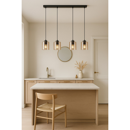 Lampa wisząca Kaja SORO K-5571 czarny, bursztynowy