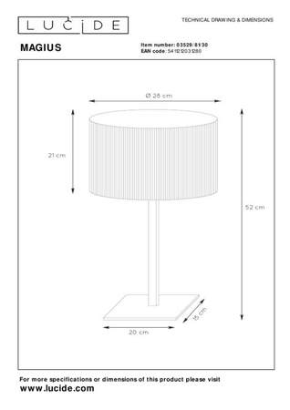 Lampa stołowa Lucide MAGIUS 03529/81/30 drewniany