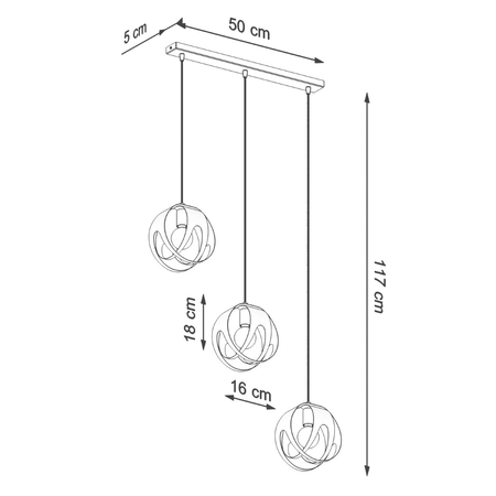 Sollux Lighting Lampa wisząca TULOS 3L czarna SL.1089