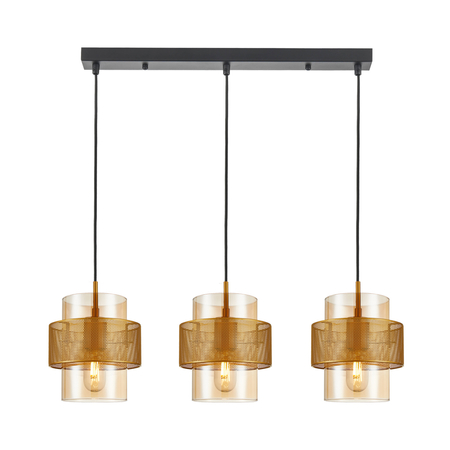 Lampa wisząca Italux PND-22132-3S-GD-AMB Złoty, bursztynowy