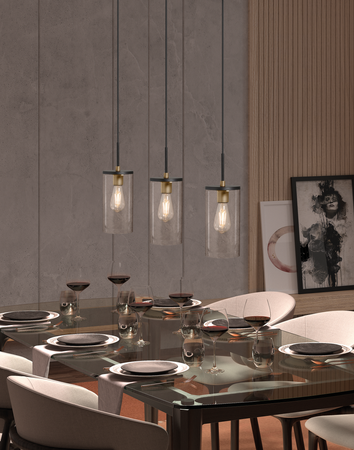 Lampa wisząca TRIEL czarny, mosiądz antyczny 3xE27