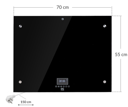 Panel grzewczy Cronos z pilotem 500W czarny szklany