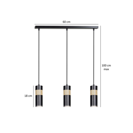 Lampa wisząca AKARI 3 BLACK Emibig 732/3 czarny