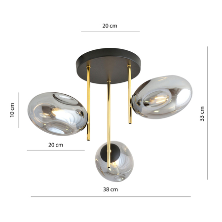 Lampa sufitowa ARGO 3 Emibig 1274/3 czarny/złoty