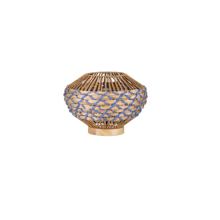 Lampa stołowa Luces Exclusivas LOMVERO LE45357 drewno jasne i ciemne, niebieski