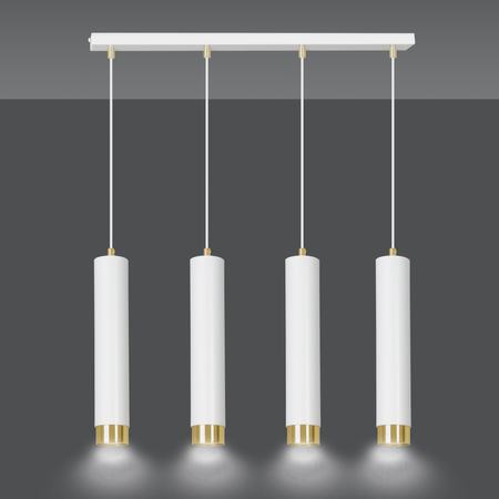 Lampa wisząca KIBO 4 WH/GOLD Emibig 642/4 biały/złoty
