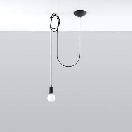Sollux Lighting Lampa wisząca EDISON 1 LONG czarny SL.0369