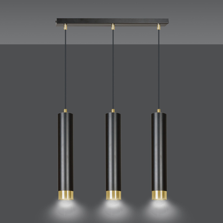 Lampa wisząca KIBO 3 BL/GOLD Emibig 644/3 czarny/złoty