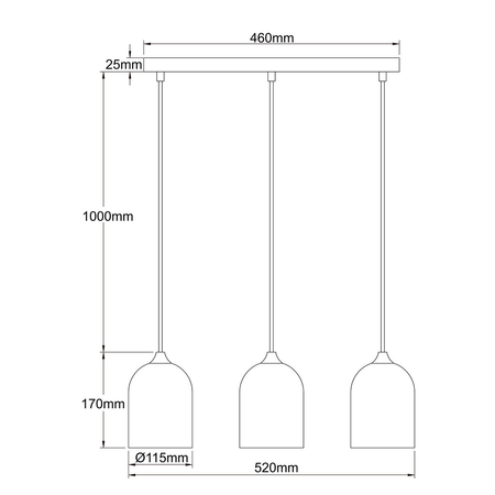 Light Prestige Metalowa lampa wisząca Nilo czarna 3xGU10 LP-0110/3L BK