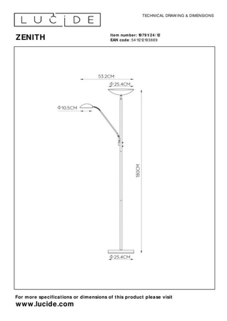 Lampa podłogowa Lucide ZENITH srebrny 19791/24/12