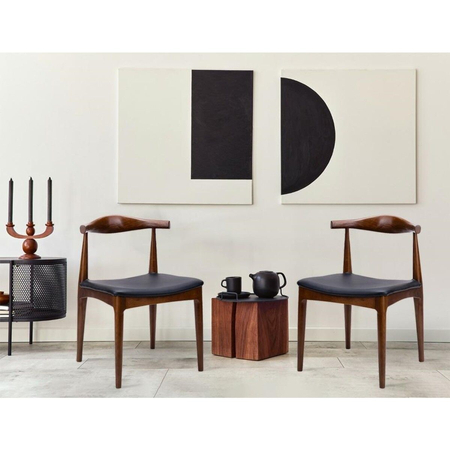 Krzesło ELBOW ciemnobrązowe - drewno jesion, ekoskóra czarna