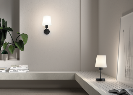 Lampa stołowa DEKO czarny E27 szklany klosz