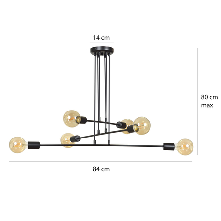 Lampa wisząca MULTIPO 6 BLACK Emibig 696/6 czarny