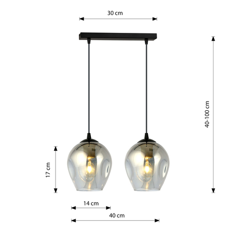 Lampa wisząca ISTAR 2 BL GRAFIT Emibig 680/2 czarny