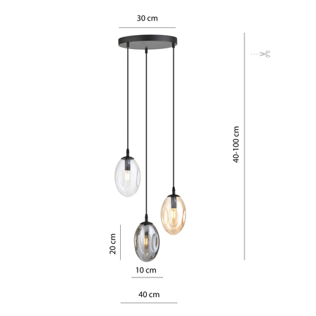 Lampa wisząca ASTRAL 3 Emibig 1268/3PREM czarny/złoty