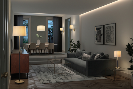 Lampa podłogowa JULIETTE chrom matowy, czarny mat 1xE27 (abażur zamawiany osobno)