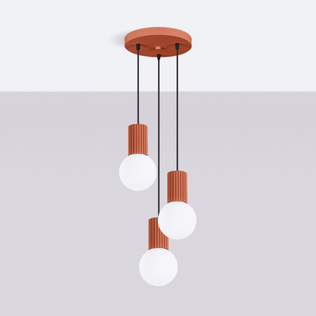 Sollux Lighting Lampa wisząca HALO 3P ochra czerwona SL.1730