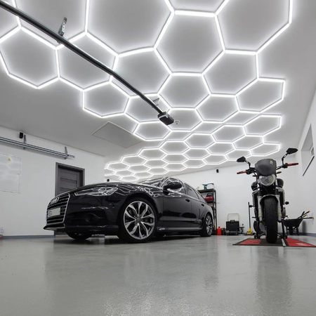 Lampa LED Hexagon Blaupunkt 230W geometryczny panel sufitowy led 4000K CRI90 w kształcie plasta miodu