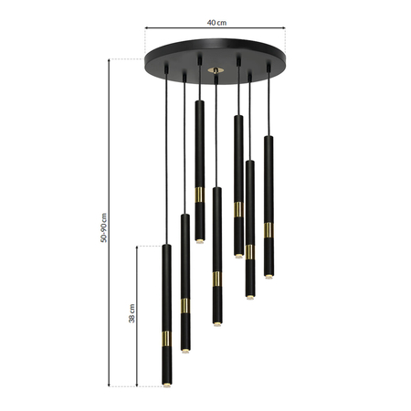 Milagro Lampa wisząca MONZA BLACK/GOLD 7xG9 8W MLP6385 CZARNY / ZŁOTY