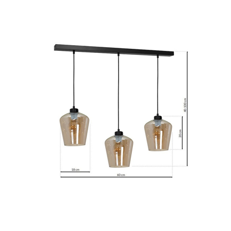 Milagro Lampa wisząca SANTIAGO AMBER 3xE27 MLP6610 CZARNY