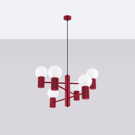 Sollux Lighting Żyrandol HALO 6 burgund SL.1837