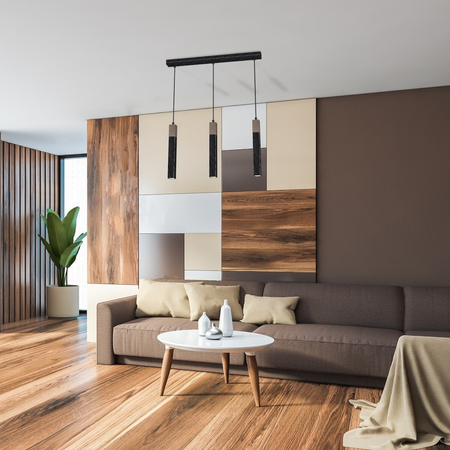 Milagro Lampa wisząca SOLO SAWN BLACK / PATINATED WOOD 3x mini GU10 MLP7470 PRZECIERANY CZARNY / DREWNO PATYNOWANE