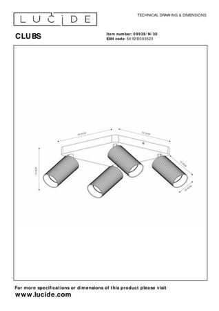 Reflektor Lucide CLUBS 09939/14/30 czarny