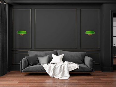 Kinkiet Abigali Bankierka E27 vintage zielony BANKER-K-G-E27